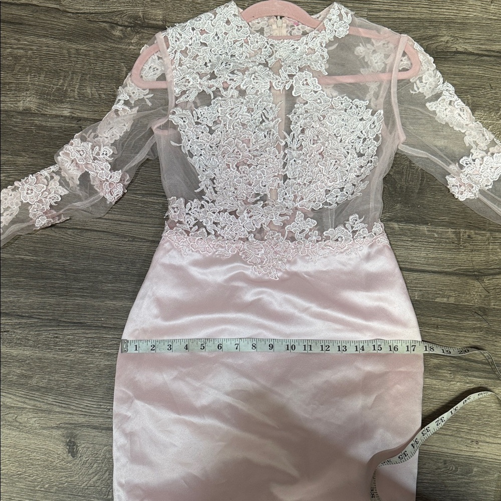 Chic Long Sleeve Pink Gown - Picture 9 of 9